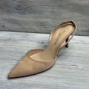Ann Mashburn Women's Tan sling back beige suede leather kitten Heels size 5 35